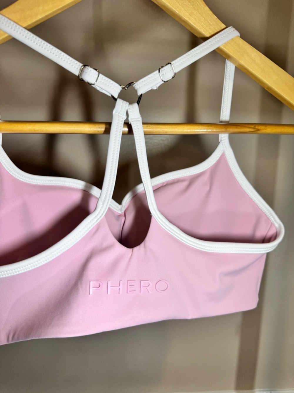 Light Pink Strappy Bralette with White Trim - Picture 2 of 5